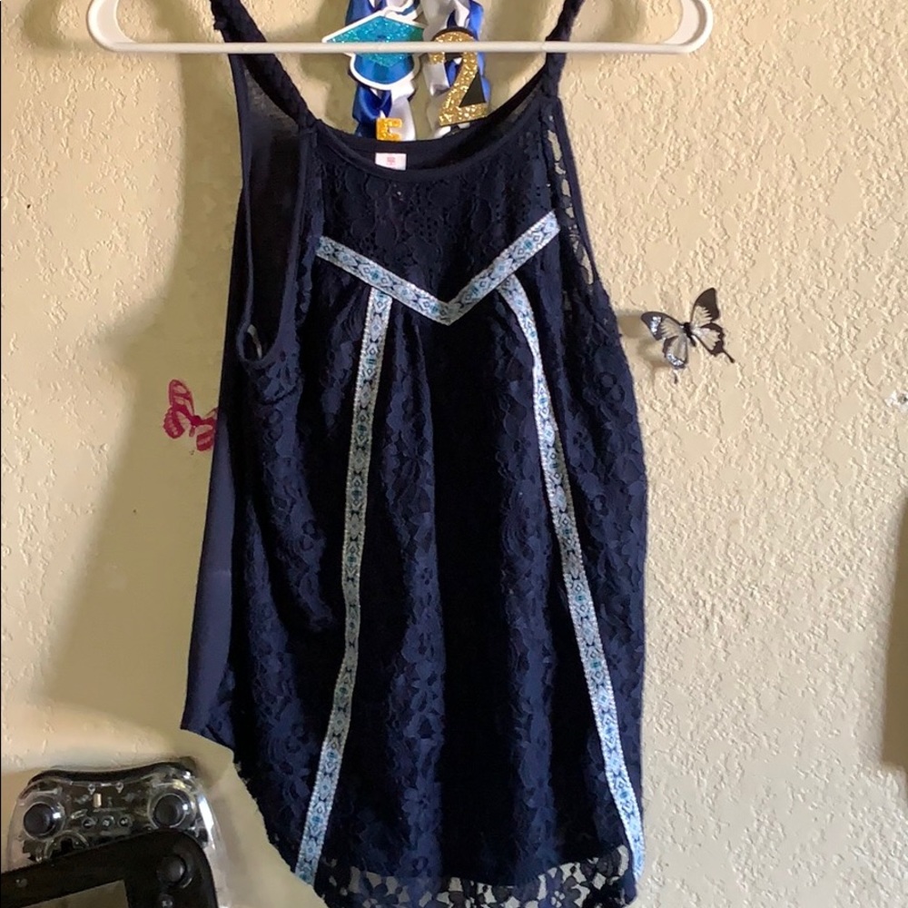 Navy blue netted top